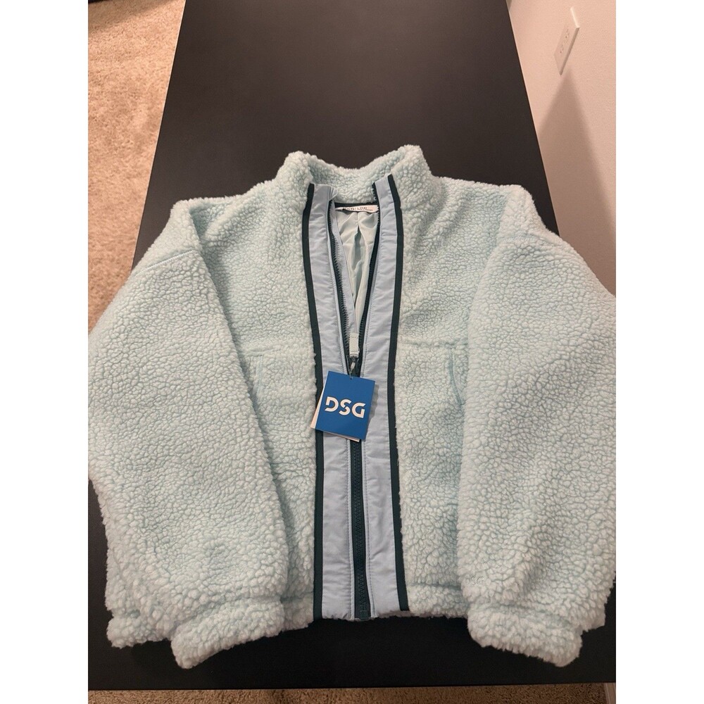 DSG Girls' Cozy Fleece Full Zip Shoreside Blue Size Large NWT